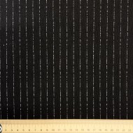 Tissu crêpe polyester viscose noir à fines rayures blanches