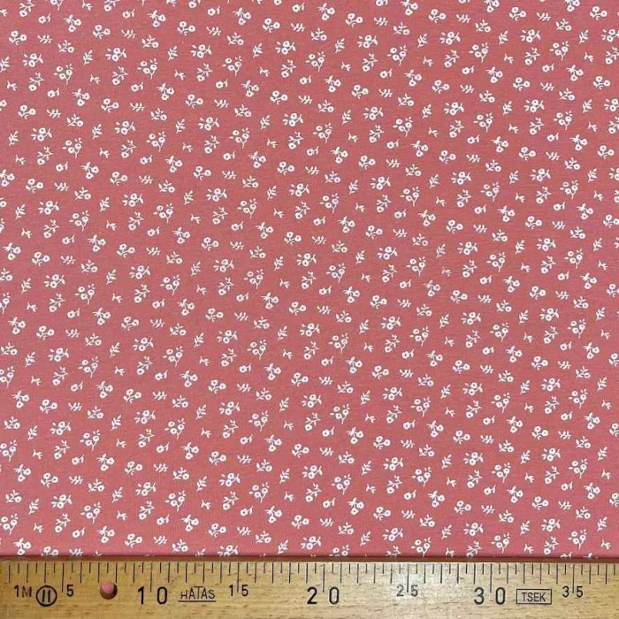 Tissu jersey coton fleurs corail - Marque française