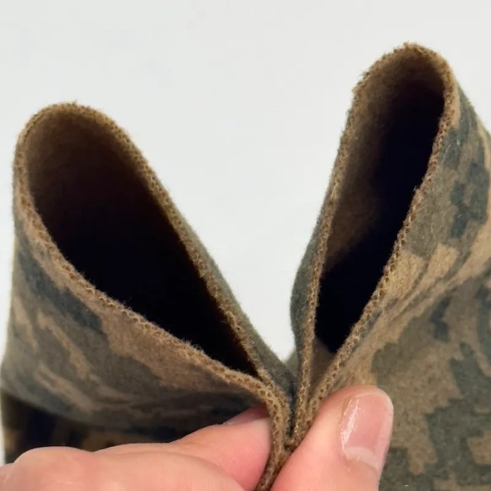 Tissu laine polyester camouflage kaki taupe beige