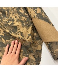 Tissu laine polyester camouflage kaki taupe beige