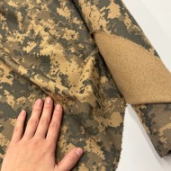 Tissu laine polyester camouflage kaki taupe beige