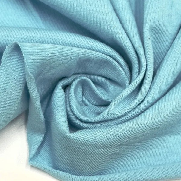 Tissu coton jersey uni bleu ciel Tissu coton jersey uni bleu ciel