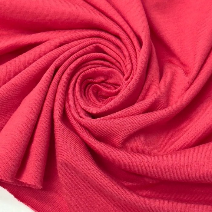 Tissu coton jersey uni fuchsia