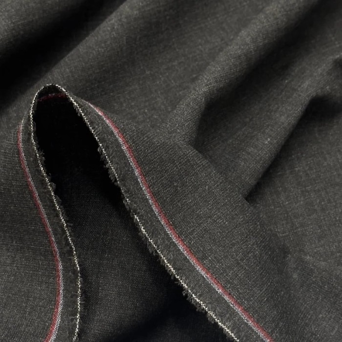 Tissu laine uni anthracite foncé