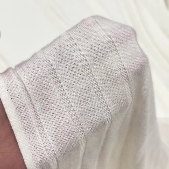 Tissu jersey viscose polyester nylon à côtes écru