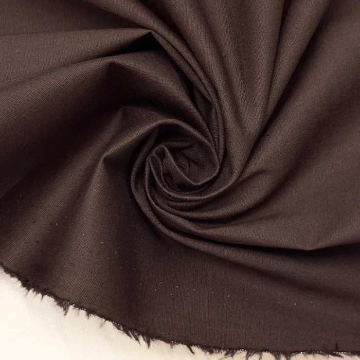Tissu coton élasthanne uni chocolat marron foncé