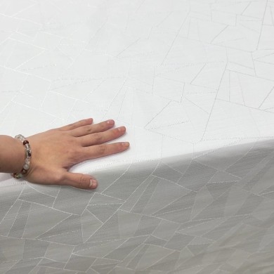 Tissu damassé pour nappe polyester blanc – Déperlant