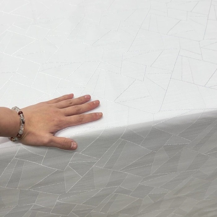 Tissu damassé pour nappe polyester blanc – Déperlant