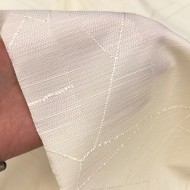 Tissu damassé pour nappe polyester crème – Déperlant
