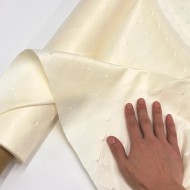 Tissu damassé pour nappe polyester éventail crème – Déperlant