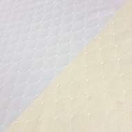 Tissu damassé pour nappe polyester éventail blanc – Déperlant