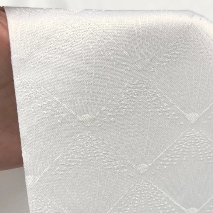 Tissu damassé pour nappe polyester éventail blanc – Déperlant
