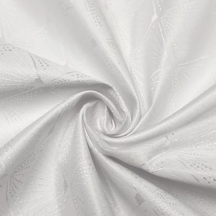 Tissu damassé pour nappe polyester éventail blanc – Déperlant