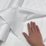 Tissu damassé pour nappe polyester éventail blanc – Déperlant