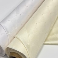 Tissu damassé pour nappe polyester éventail blanc – Déperlant