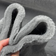 Tissu fausse fourrure polyester uni gris