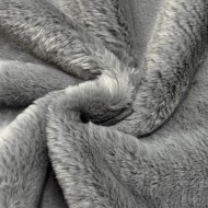 Tissu fausse fourrure polyester uni gris