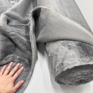 Tissu fausse fourrure polyester uni gris