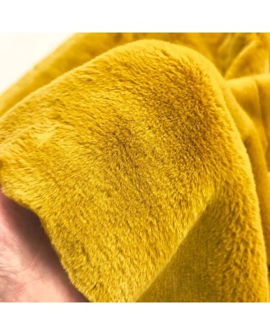 Tissu fausse fourrure polyester uni jaune