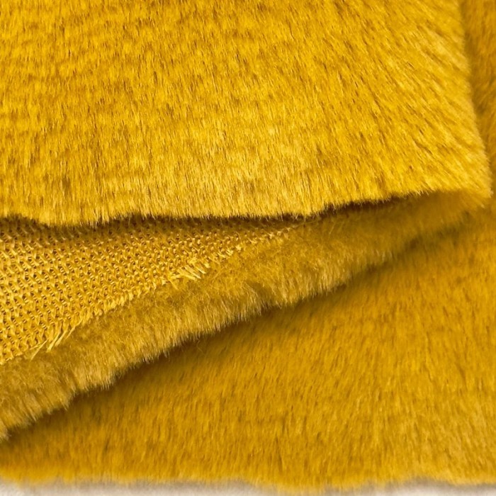Tissu fausse fourrure polyester uni jaune