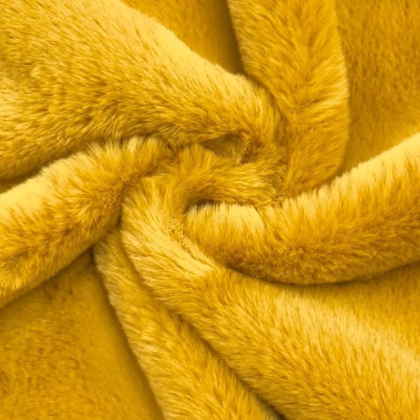 Tissu fausse fourrure polyester uni jaune Tissu fausse fourrure polyester uni jaune