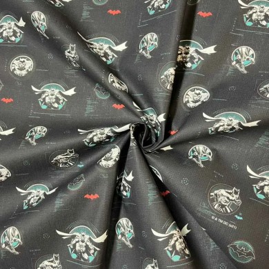 Tissu coton Batman noir Tissu coton Batman noir