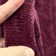 Tissu velours côtelé chenille polyester uni bordeaux