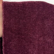 Tissu velours côtelé chenille polyester uni bordeaux