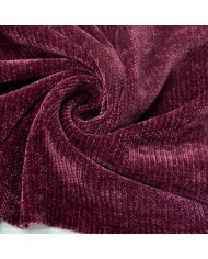Tissu velours côtelé chenille polyester uni bordeaux