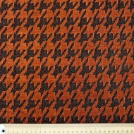 Tissu velours chenille polyester pied-de-poule brique noir