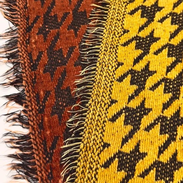 Tissu velours chenille polyester pied-de-poule moutarde noir Tissu velours chenille polyester pied-de-poule moutarde noir