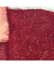 Tissu maille poilu polyester nylon avec fil lurex rouge foncé