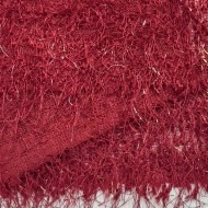 Tissu maille poilu polyester nylon avec fil lurex rouge foncé