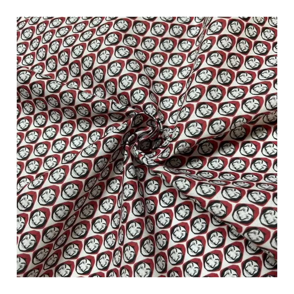 Tissu coton La casa de papel logo rouge