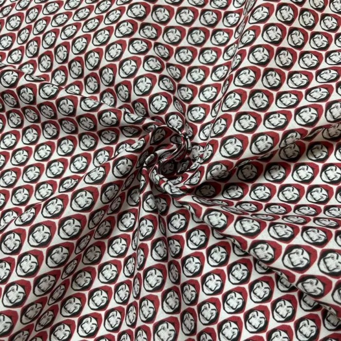 Tissu coton La casa de papel logo rouge