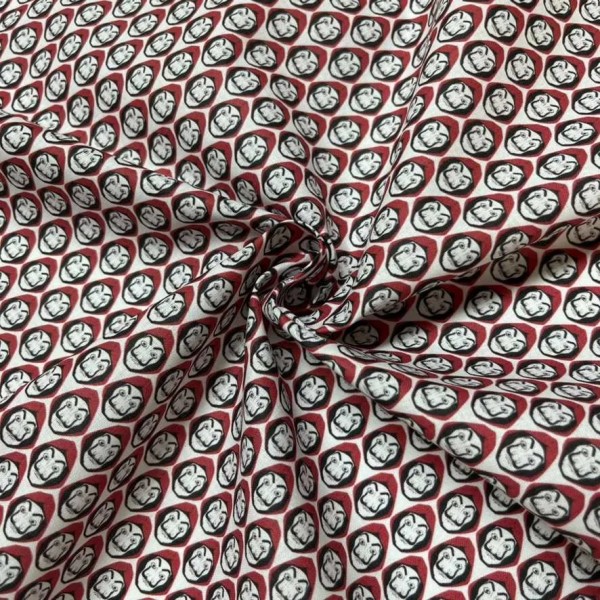 Tissu coton La casa de papel logo rouge Tissu coton La casa de papel logo rouge