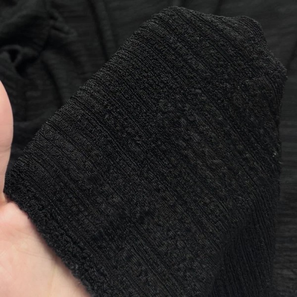 Tissu maille jacquard polyester élasthanne texturé géométrique noir Tissu maille jacquard polyester élasthanne texturé géométrique noir