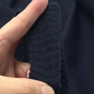 Tissu maille côtelé polyester élasthanne uni bleu marine foncé