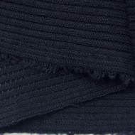 Tissu maille côtelé polyester élasthanne uni bleu marine foncé