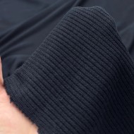 Tissu maille côtelé polyester élasthanne uni bleu marine foncé