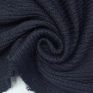 Tissu maille côtelé polyester élasthanne uni bleu marine foncé