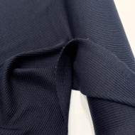 Tissu maille côtelé polyester élasthanne uni bleu marine foncé