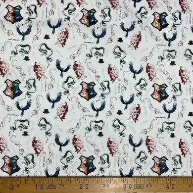 Tissu coton Harry Potter animaux Poudlard Tissu coton Harry Potter animaux Poudlard