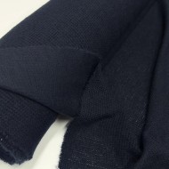 Tissu maille nid d'abeille polyester effet tricot uni bleu marine foncé