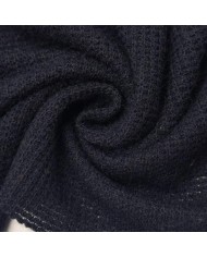 Tissu maille nid d'abeille polyester effet tricot uni bleu marine foncé Tissu maille nid d'abeille polyester effet tricot uni bleu marine foncé