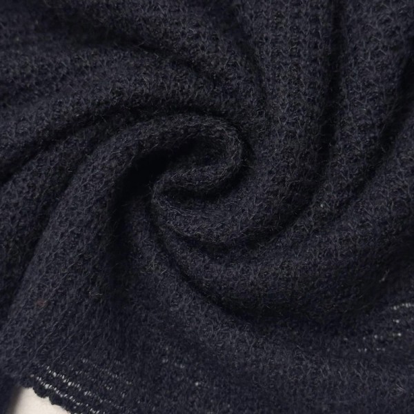 Tissu maille nid d'abeille polyester effet tricot uni bleu marine foncé Tissu maille nid d'abeille polyester effet tricot uni bleu marine foncé