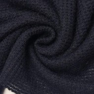 Tissu maille nid d'abeille polyester effet tricot uni bleu marine foncé