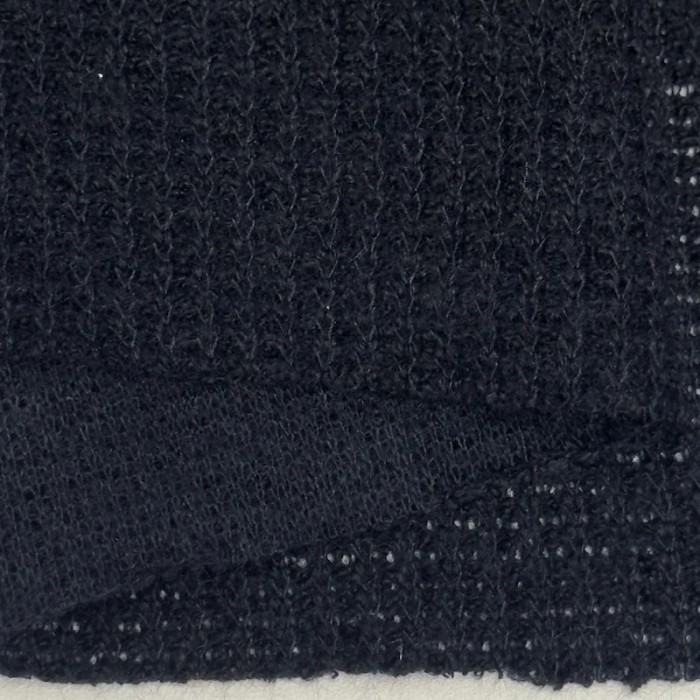 Tissu maille nid d'abeille polyester effet tricot uni bleu marine foncé