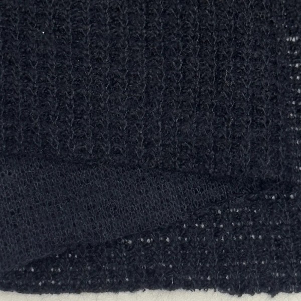 Tissu maille nid d'abeille polyester effet tricot uni bleu marine foncé Tissu maille nid d'abeille polyester effet tricot uni bleu marine foncé