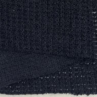 Tissu maille nid d'abeille polyester effet tricot uni bleu marine foncé